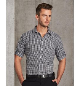 Men's Two Tone Gingham Check Long Sleeve Shirt