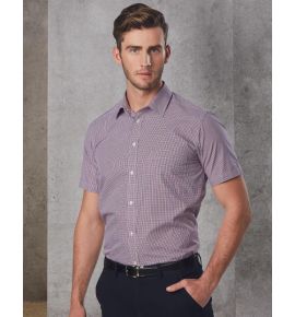 Men’s Two Tone Mini Gingham Short Sleeve Shirt