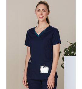 Ladies V-Neck Trim Scrub Top