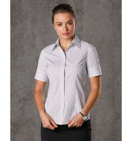 Women's Ticking Stripe Short Sleeve Shirt