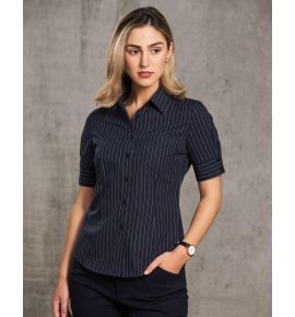 Women's Pin Stripe Short Sleeve Shirt