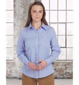 Ladies Gingham Check Long Sleeve Shirt