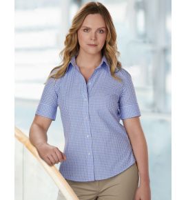 Ladies’ Gingham Check Short Sleeve Shirt