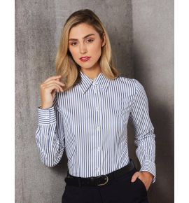 Ladies' Executive Sateen Stripe Long Sleeve Shirt