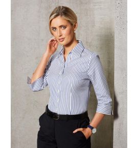 Women's Executive Sateen Stripe 3/4 Sleeve Shirt