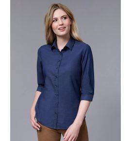 Ascot Ladies Short Sleeve Dot Jacquard Stretch Shirt