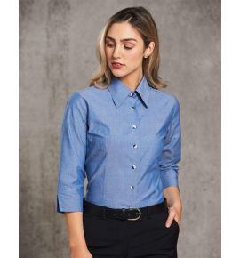 Ladies Chambray 3/4 Sleeve Shirt