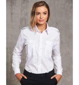 Epaulette Long Sleeve Shirt-Unisex