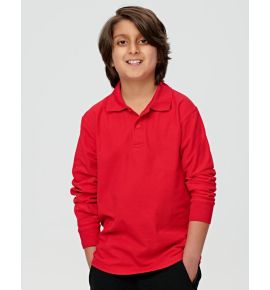 Kid's Traditional Poly/Cotton Pique L/S Polo