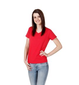 Ladies Cotton Lycra T-Shirt (V-Neck)