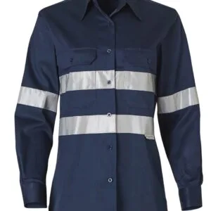 Ladies Hi-Vis Cotton Drill Safety Shirts with 3M Tapes