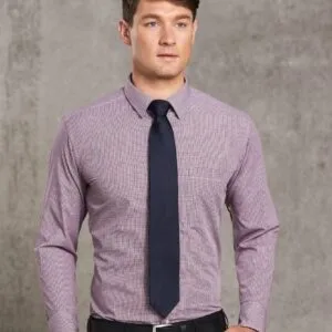 Men’s Two Tone Mini Gingham Long Sleeve Shirt