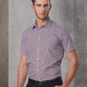 Men’s Two Tone Mini Gingham Short Sleeve Shirt
