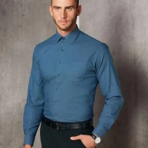 Ascot Mens Long Sleeve Dot Jacquard Stretch Shirt