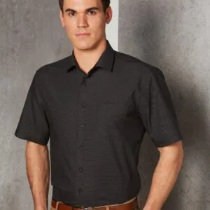 Ascot Mens Short Sleeve Dot Jacquard Stretch Shirt