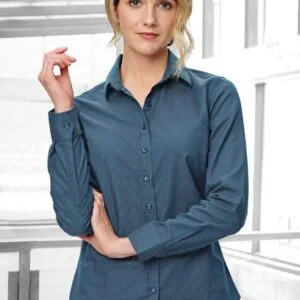 Ascot Ladies long Sleeve Dot Jacquard Stretch Shirt