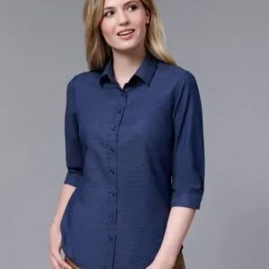 Ascot Ladies Short Sleeve Dot Jacquard Stretch Shirt