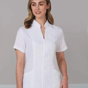 Ladies Full Zip Front Short Sleeve Tunic