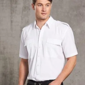 Epaulette Short Sleeve Shirt-Unisex