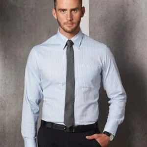 Men's Stretch Pin Stripe Long Sleeve Shirt