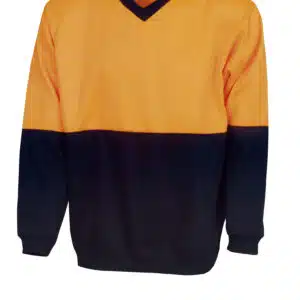 Hi Vis Poly / Cotton Fleecy Sweat - V-Neck