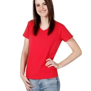 Ladies Cotton Lycra T-Shirt (V-Neck)