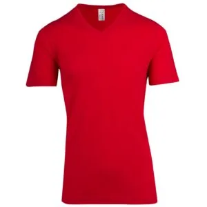 Mens Raw Cotton Wave V-Neck T-Shirt